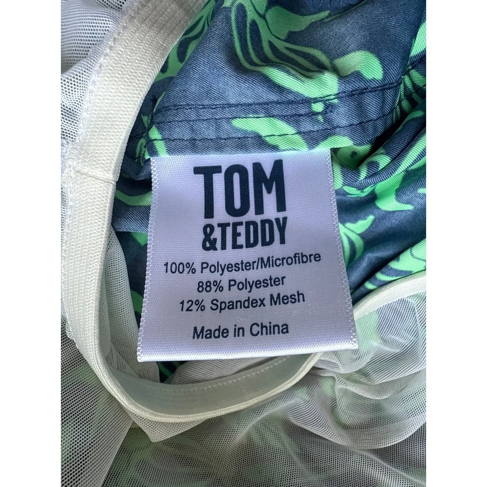 Tom & Teddy Mens Swim Trunks Blue with Green Turtles Size XL